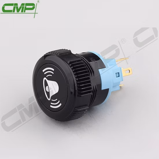 Pulsante di accensione/spegnimento nero illuminato in metallo o plastica CMP